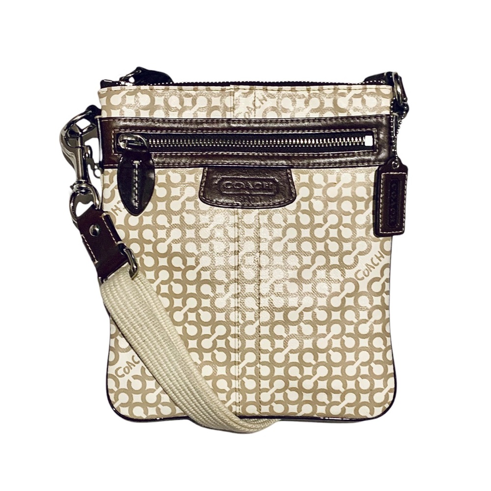 COACH Signature Coated Canvas & Leather Crossbody Bag / Swing Pack. 
Pristine.